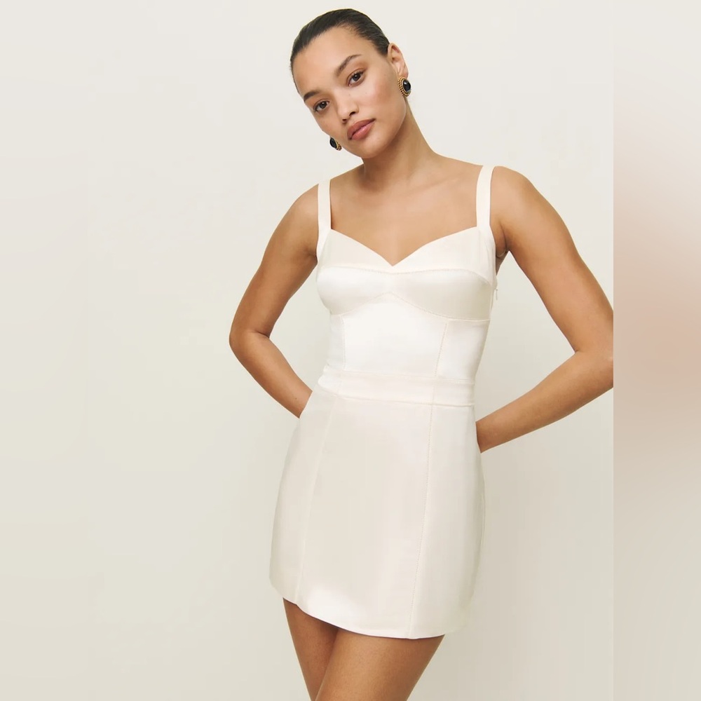 Never Used Reformation Linda Satin Dress in Fior Di Latte - SOLD OUT ONLINE